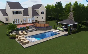 Rendering of a backyard swimming pool design