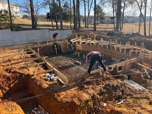 Swimming pool construction in progress